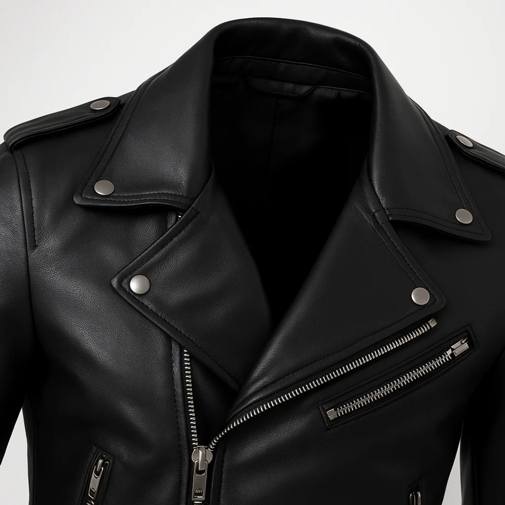 Jaqueta Masculina de Couro com Cinto Frontal