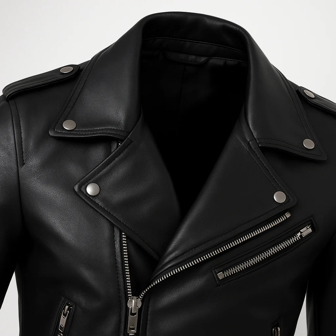Jaqueta Masculina de Couro com Cinto Frontal