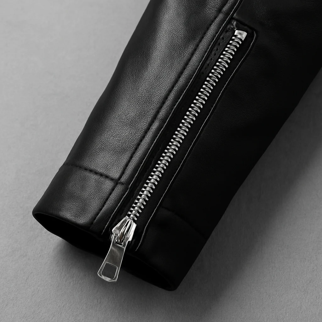 Jaqueta Masculina de Couro com Cinto Frontal