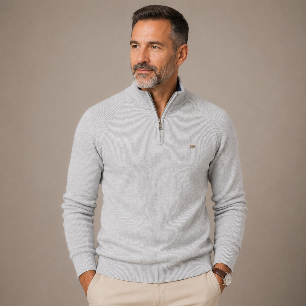 Suéter Masculino Com Zíper Algodão