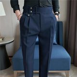 Calça Alfaiataria Masculina em Poliviscose Acetinada Azul Marinho Use Cavalieri