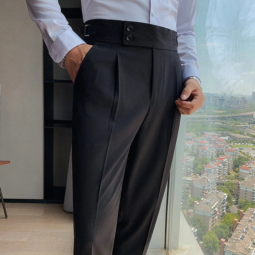 Calça Alfaiataria Masculina em Poliviscose Acetinada Preta Use Cavalieri