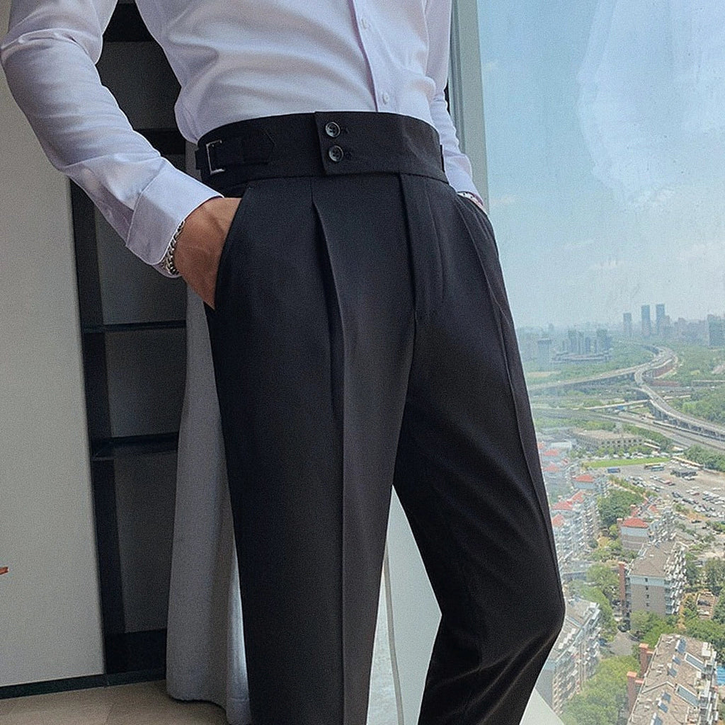 Calça Alfaiataria Masculina em Poliviscose Acetinada Preta Use Cavalieri