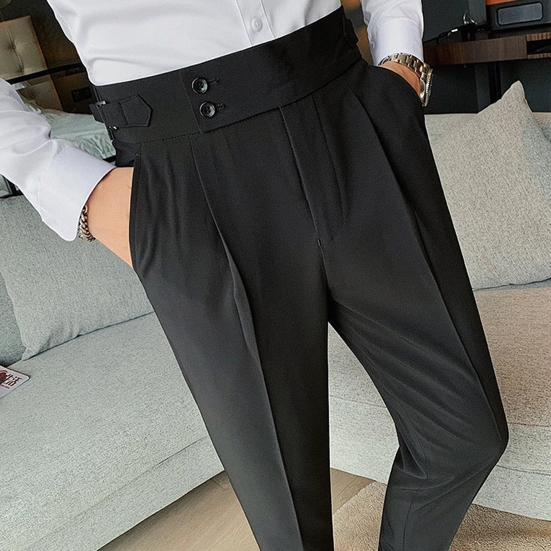 Calça Alfaiataria Masculina em Poliviscose Acetinada Preta Use Cavalieri
