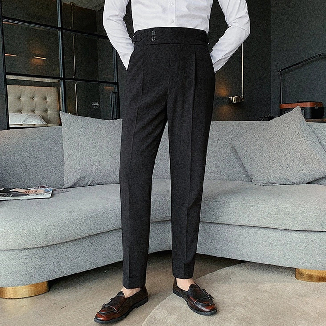 Calça Alfaiataria Masculina em Poliviscose Acetinada Preta Use Cavalieri
