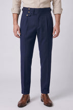 Calça Alfaiataria Masculina em Poliviscose Acetinada Azul Marinho Use Cavalieri