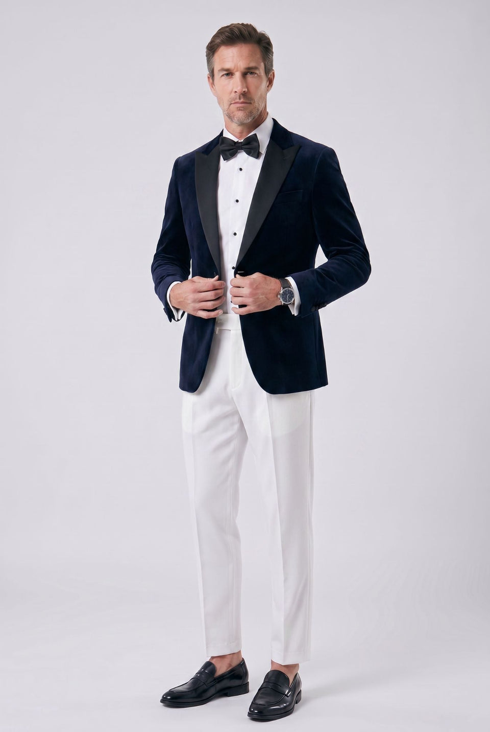Calça Alfaiataria Masculina em Poliviscose Acetinada Branca Use Cavalieri