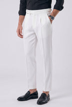 Calça Alfaiataria Masculina em Poliviscose Acetinada Branca Use Cavalieri