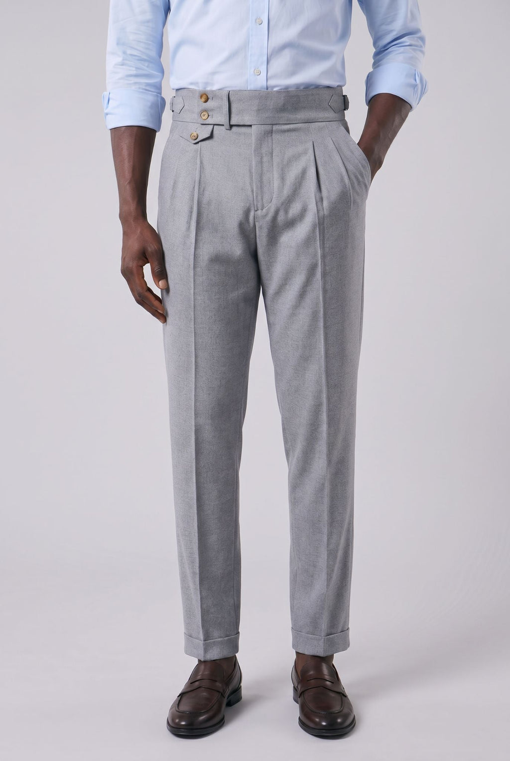Calça Alfaiataria Masculina em Poliviscose Acetinada Cinza Use Cavalieri