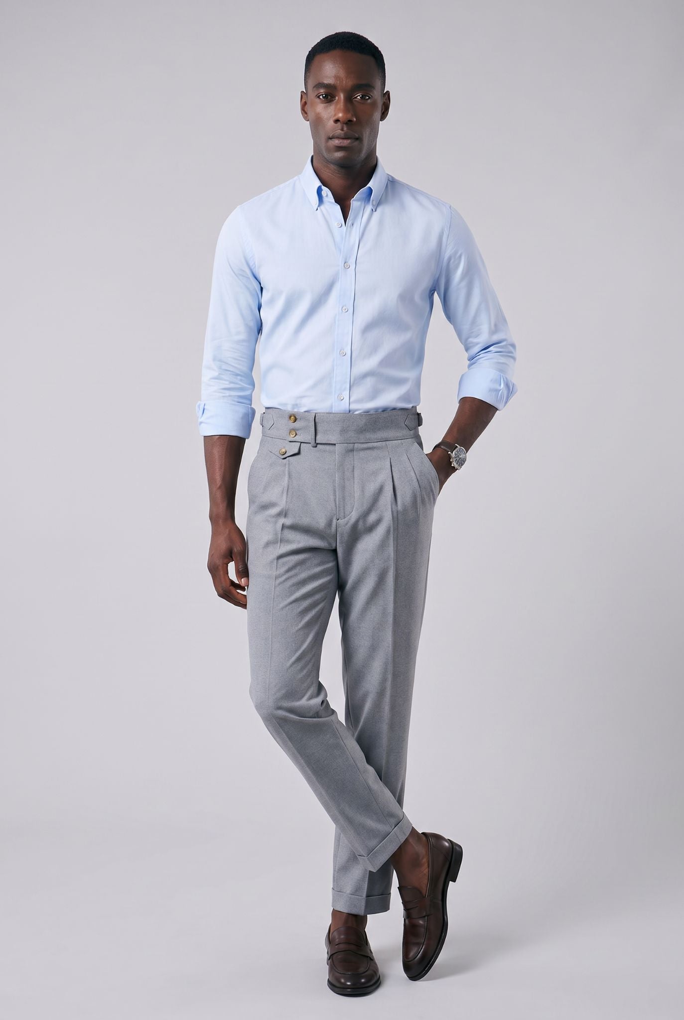 Calça Alfaiataria Masculina em Poliviscose Acetinada Cinza Use Cavalieri