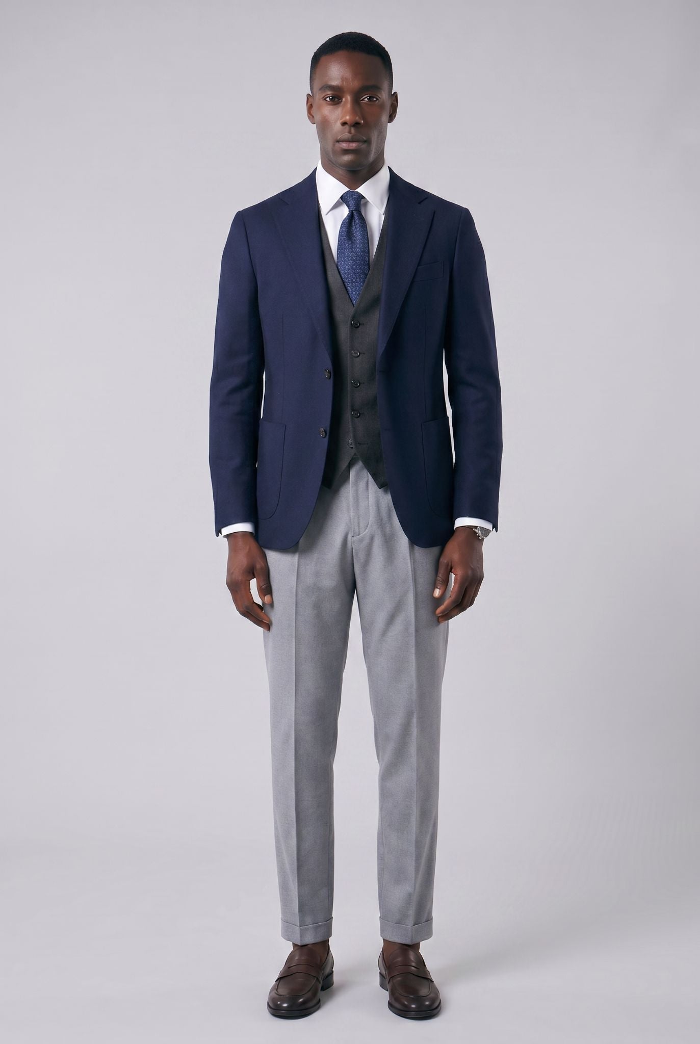 Calça Alfaiataria Masculina em Poliviscose Acetinada Cinza Use Cavalieri