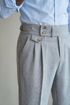 Calça Alfaiataria Masculina em Poliviscose Acetinada Cinza Use Cavalieri
