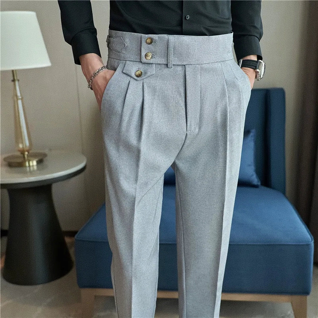 Calça Alfaiataria Masculina em Poliviscose Acetinada Cinza Use Cavalieri