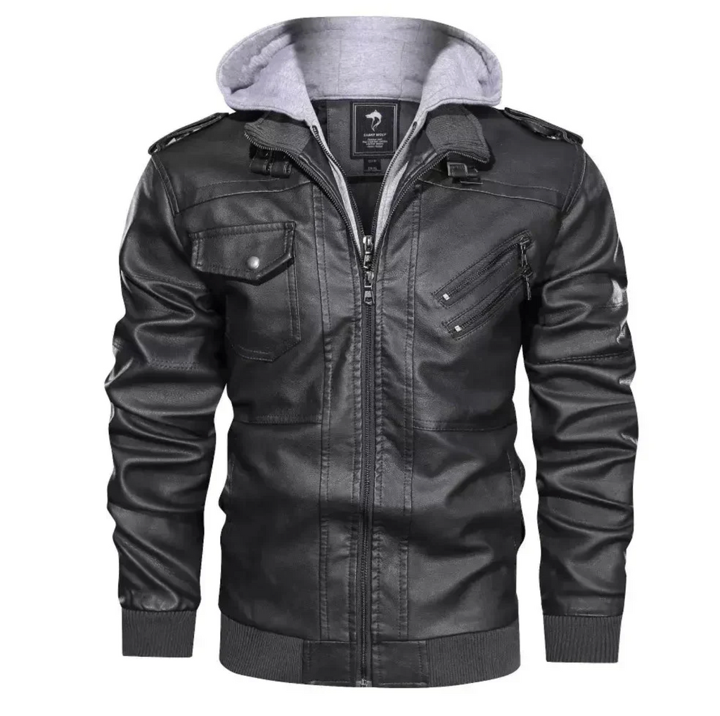 Jaqueta de Couro Masculina com Capuz Use Cavalieri