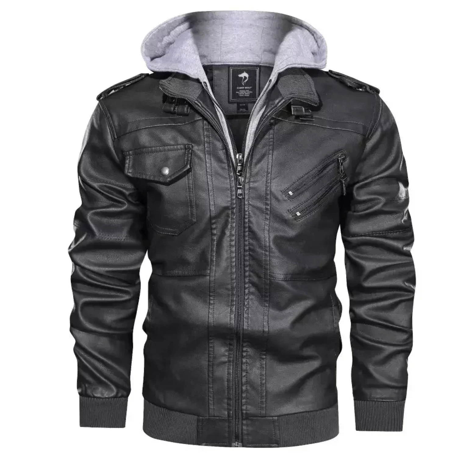 Jaqueta de Couro Masculina com Capuz Use Cavalieri