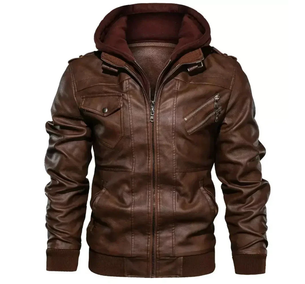 Jaqueta de Couro Masculina com Capuz Use Cavalieri