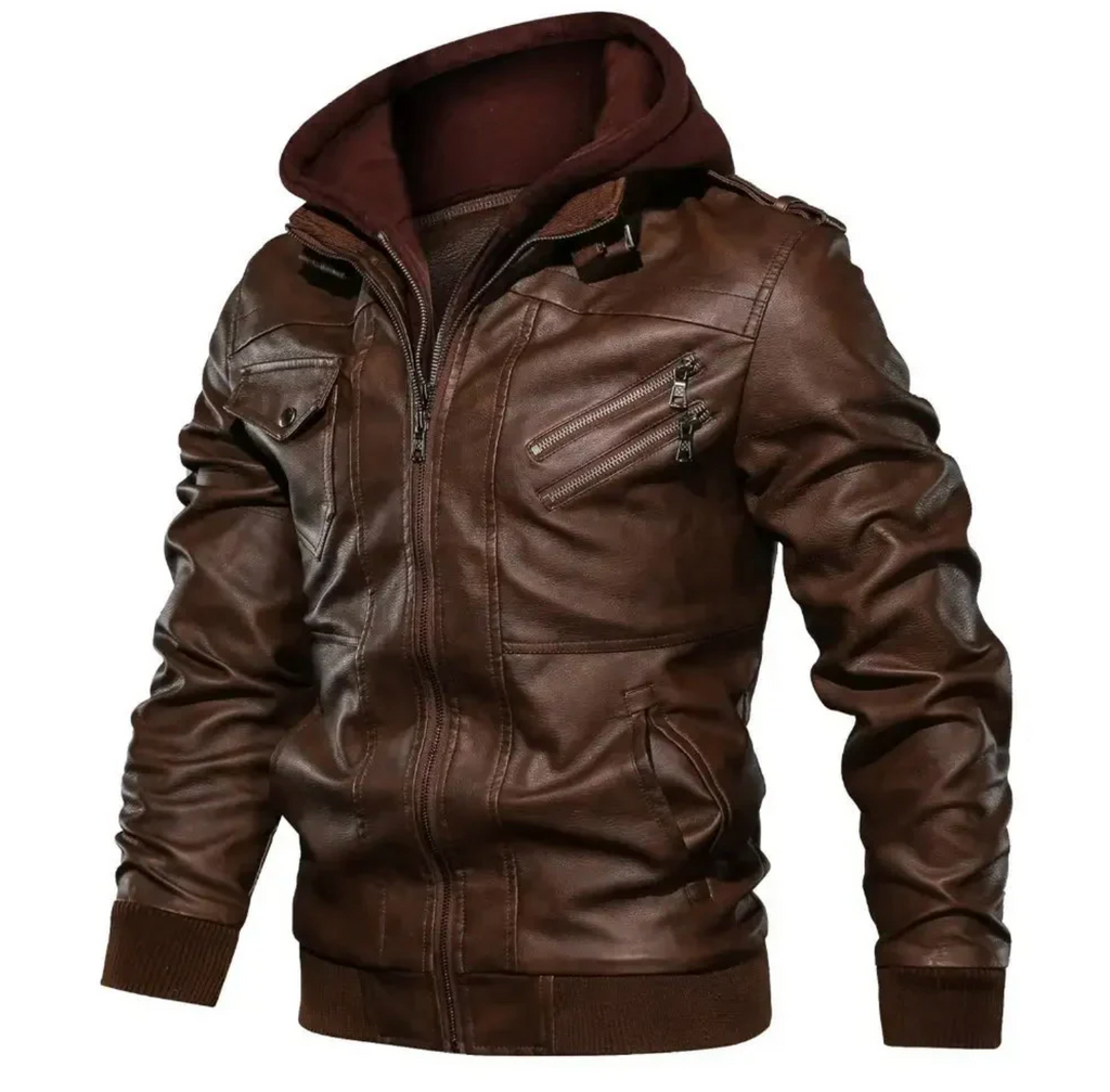 Jaqueta de Couro Masculina com Capuz Use Cavalieri