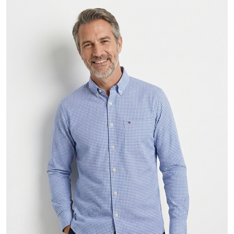 Camisa Masculina Mini Xadrez Manga Longa Use Cavalieri