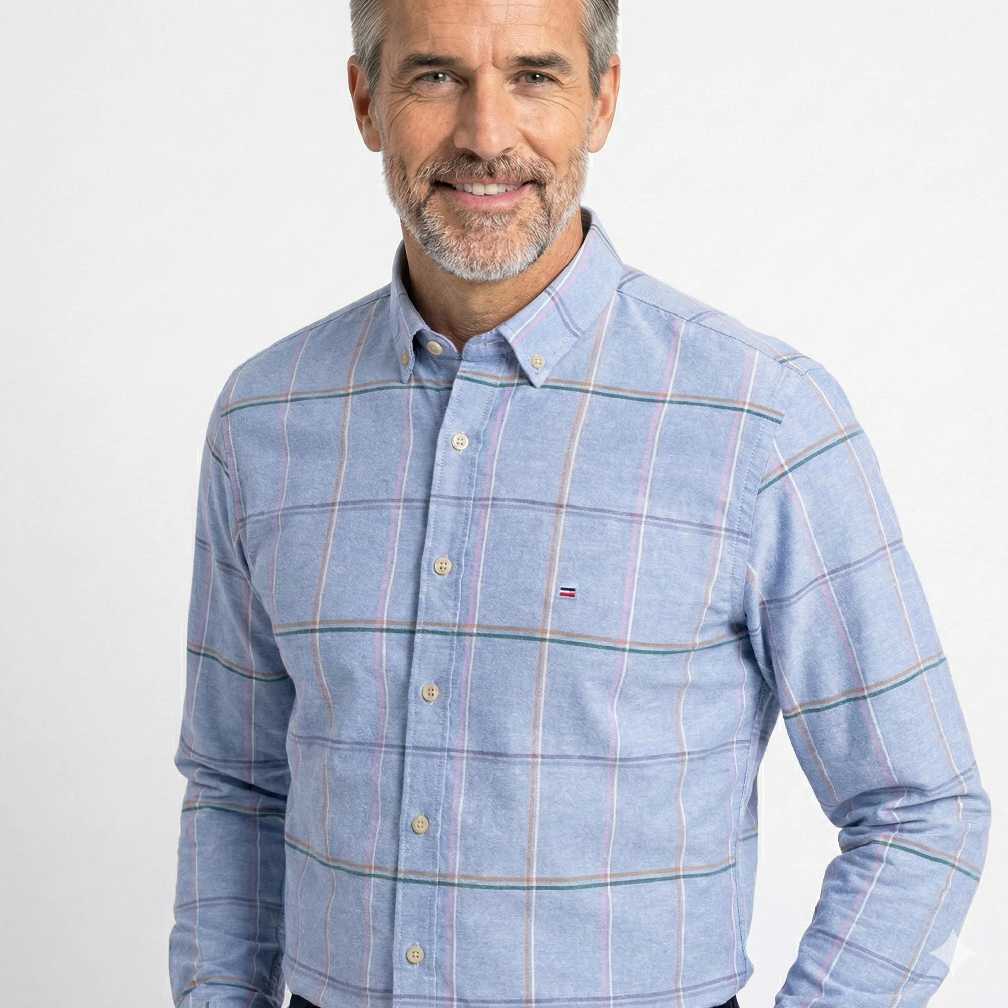 Camisa Masculina Xadrez Azul Manga Longa Use Cavalieri