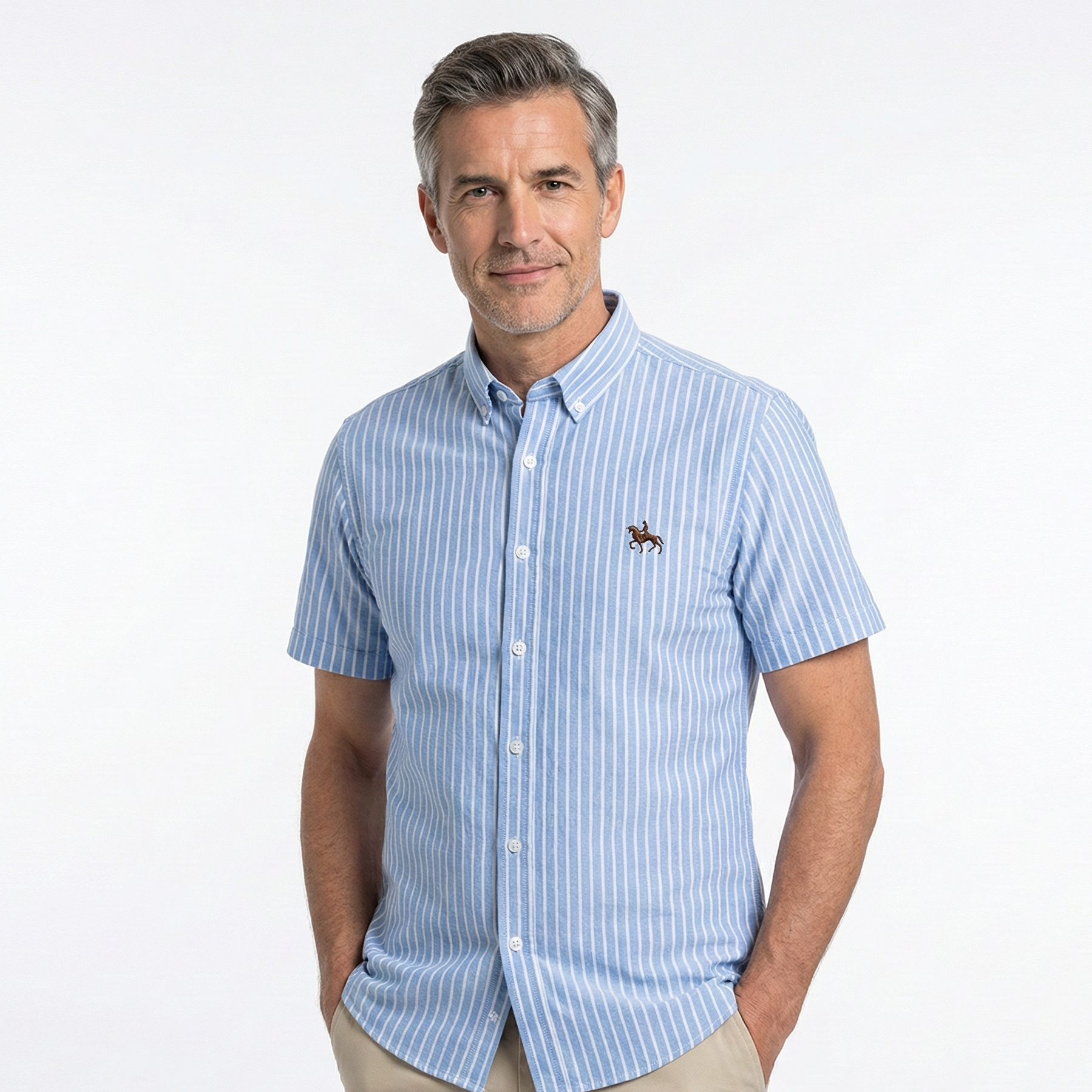 Camisa Masculina Listrada Manga Curta Use Cavalieri