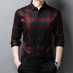Camisa Masculina de Seda Casual Xadrez Use Cavalieri