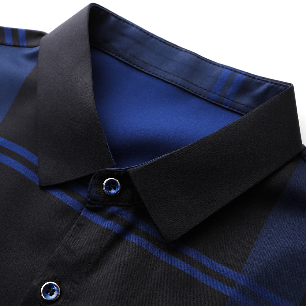 Camisa Masculina de Seda Casual Xadrez Use Cavalieri