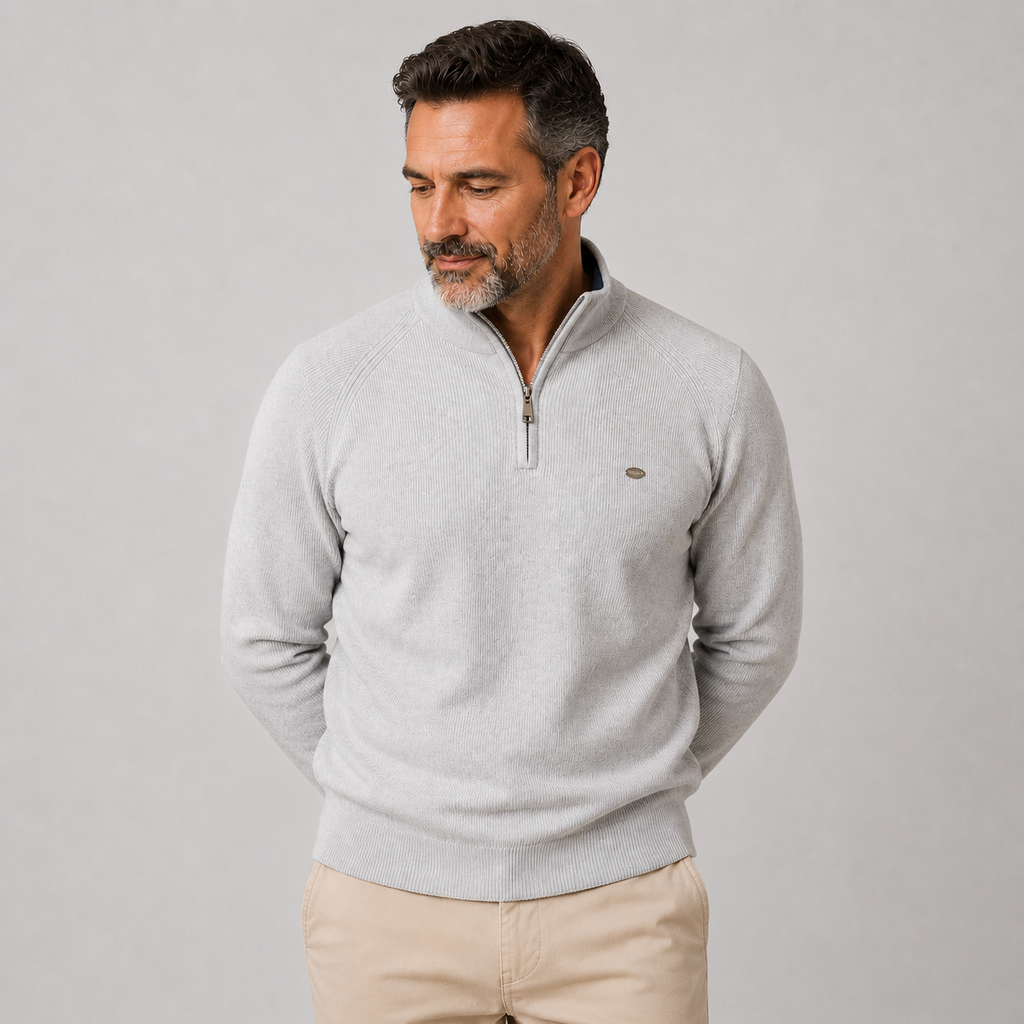 Suéter Masculino Com Zíper Algodão