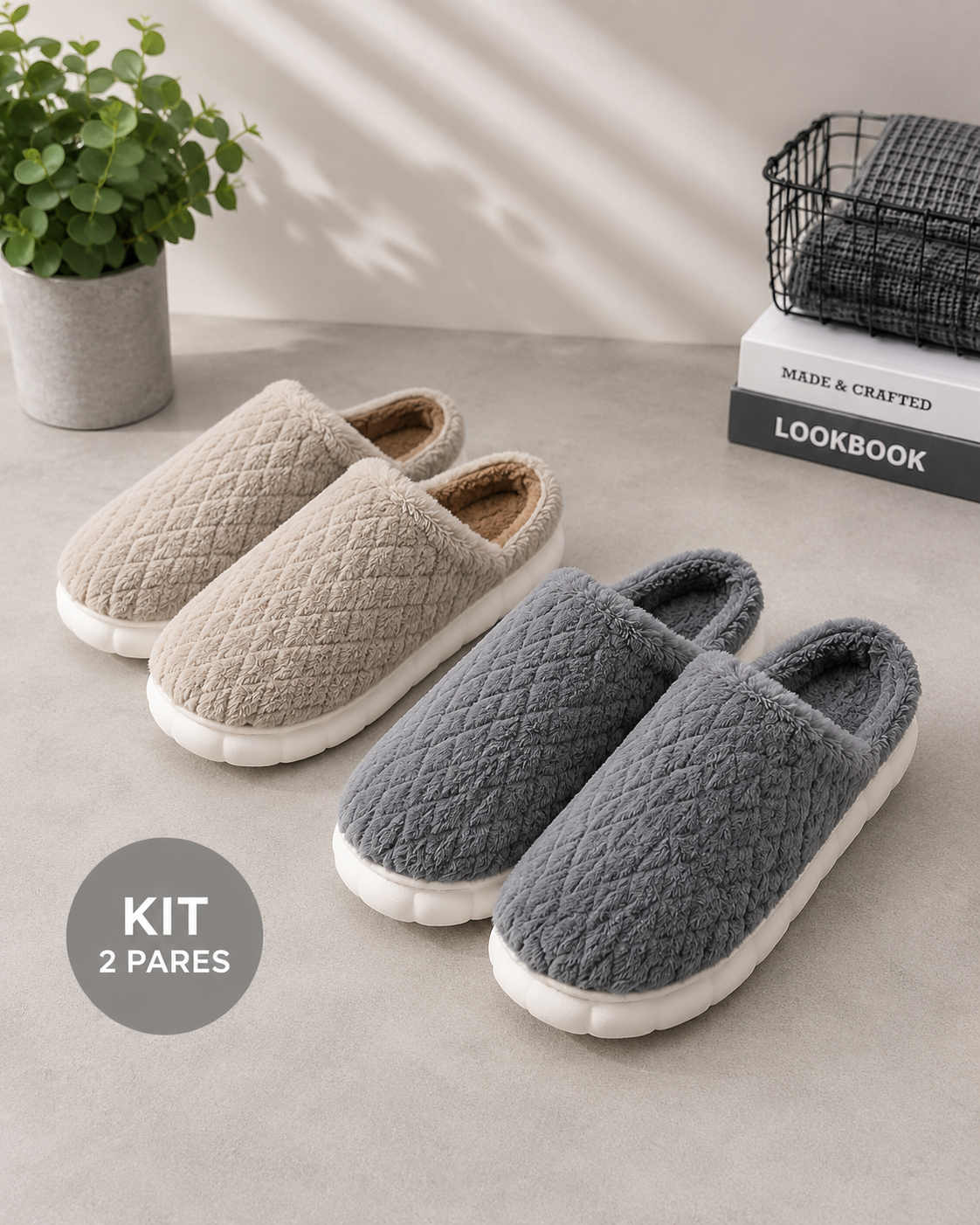 Compre 1 leve 2 Pantufas Para Frio Aconchegantes